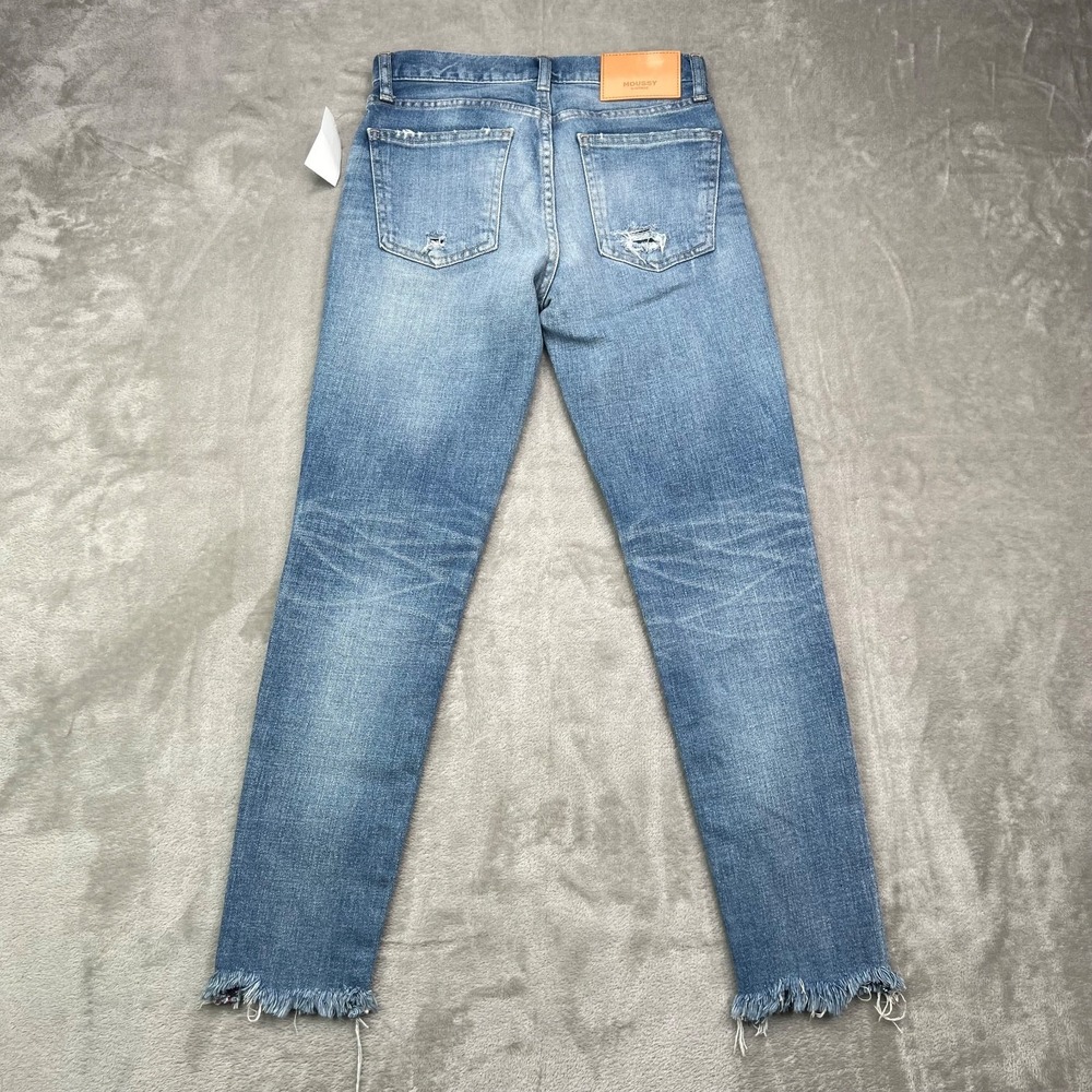 Moussy Vintage Jeans Women 24 Blue Diana Skinny Low Rise Made in Japan Denim New - Picture 2 of 16